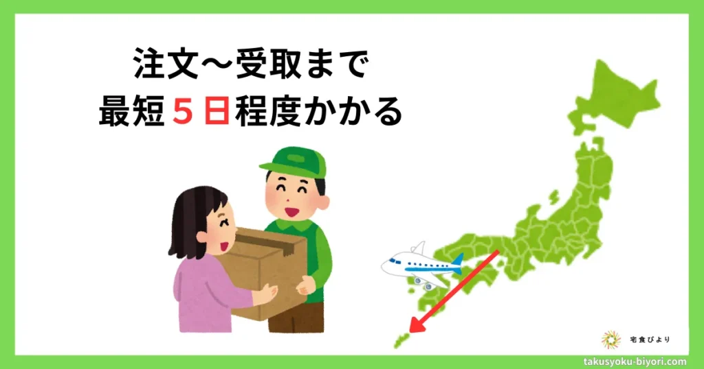 注文から受取まで最短5日かかる
