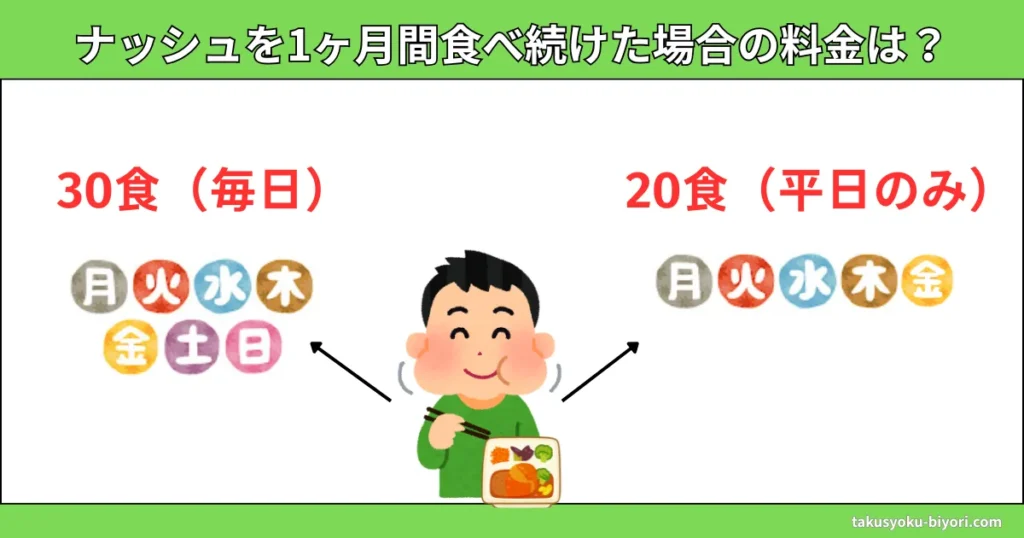 ナッシュを1ヶ月間食べ続けた場合の料金は？