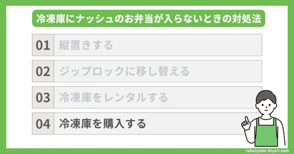 ④冷凍庫を購入する