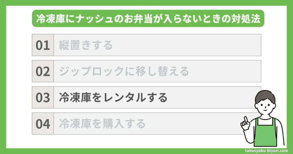 ③冷凍庫をレンタルする